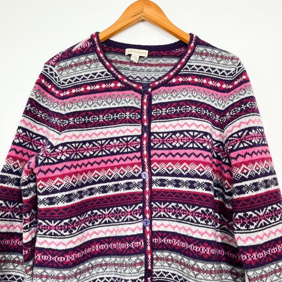 Appleseed’s Wool Blend Fair Isle Nordic Multicolor Knit Cardigan Sweater Sz L - Picture 3 of 10